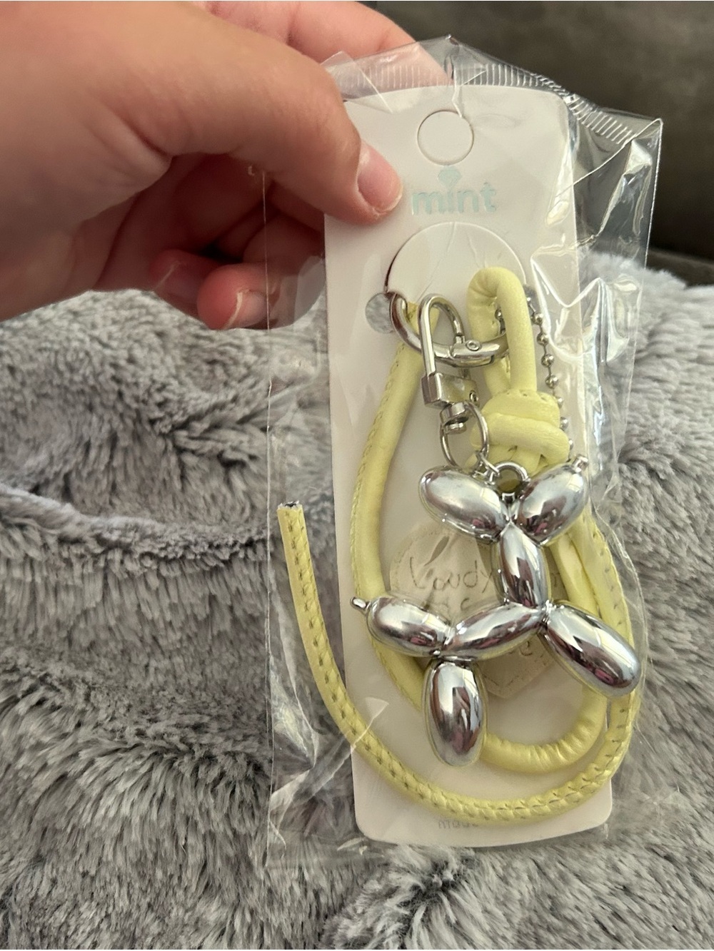 4/$50 Mint Balloon Dog Keychain Wristlet - Pale Yellow